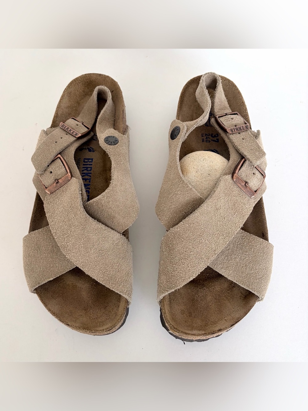 Birkenstock Tulum Suede Slingback Sandals Taupe / Brown Size 37, Boho, Hippie